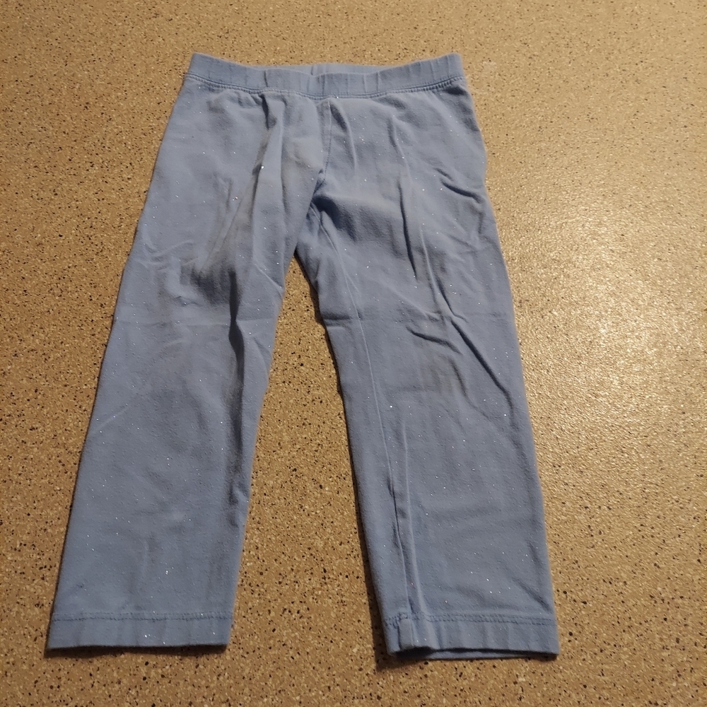 Cat and Jack 7/8  leggings capri blue Strechy girls basic sparkle pretty